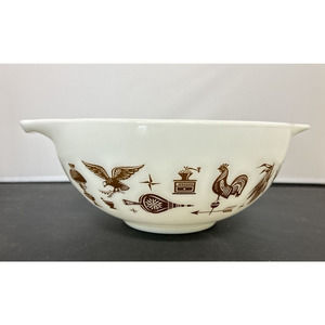 Pyrex Early American Cinderella 443 White Brown 2-1/2 Qt Nesting Mixing Bowl